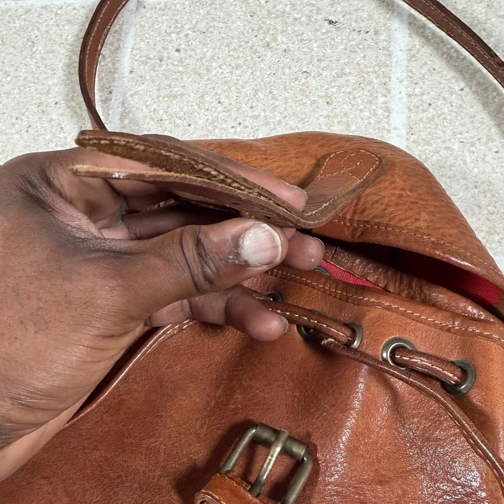 Vintage Bojola Firenze Leather Backpack Original Saddler Bag Made in Italy Brown